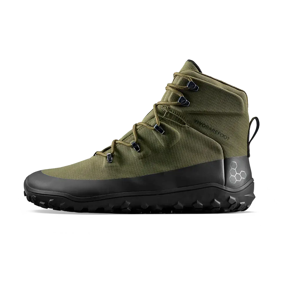 Vivobarefoot Womens Tracker Textile AT II Hiking Boots - Dark Olive (Waterproof Shoes)