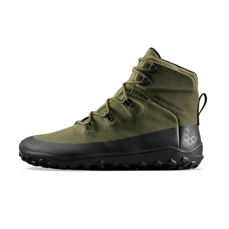 Vivobarefoot Mens Tracker Textile AT II Hiking Boots - Dark Olive (Waterproof Shoes)