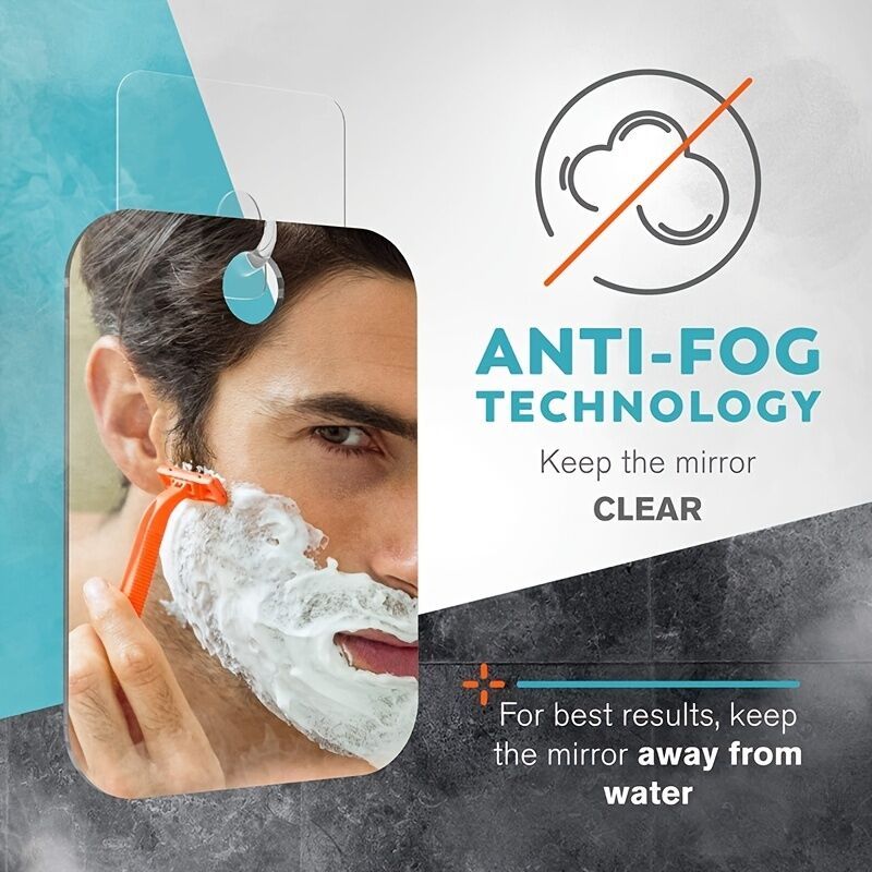 Portable Anti-Fog Shower Mirror – Unbreakable & Frameless for Shaving or Makeup