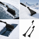 Extendable Car 3 in 1 Snow Brush and Ice Scraper with Detachable Head in Black