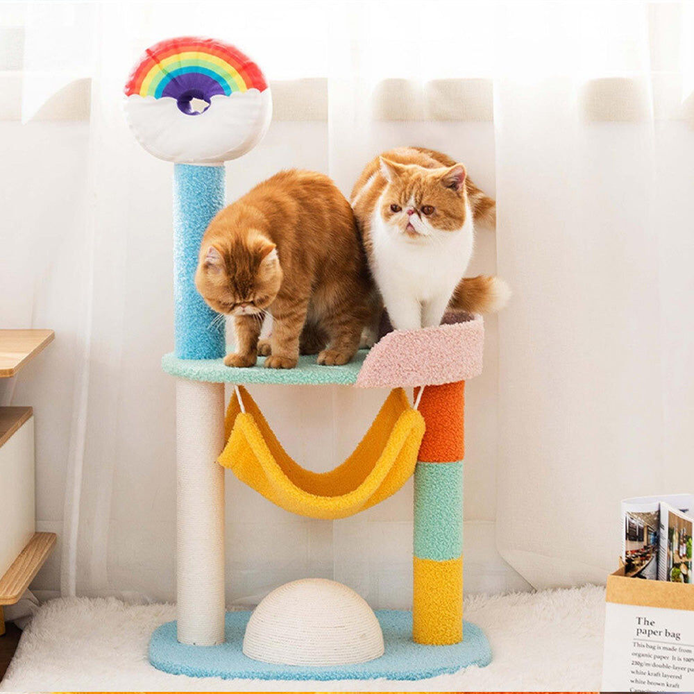 MARTINA Colourful Rainbow Cat Scratching Climbing Tree L