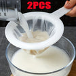 2-Piece Fine Mesh Kitchen Strainer Set - White (Food Sifter for Soy Milk/Flour/Grains/Juice)