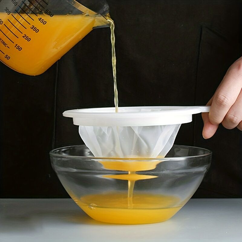 2-Piece Fine Mesh Kitchen Strainer Set - White (Food Sifter for Soy Milk/Flour/Grains/Juice)