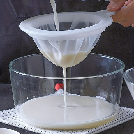 2-Piece Fine Mesh Kitchen Strainer Set - White (Food Sifter for Soy Milk/Flour/Grains/Juice)