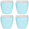 4x Oval Swing Top Waste Rubbish Bin Acrylic Lightweight Compact Bathroom Office in Blue