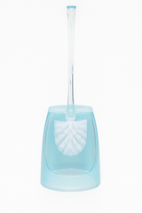 Oval Toilet Brush Holder Acrylic Lightweight Compact Bathroom Cleaning in Blue