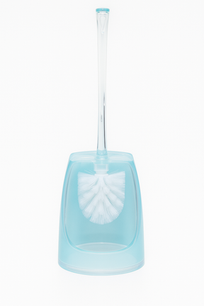 Oval Toilet Brush Holder Acrylic Lightweight Compact Bathroom Cleaning in Blue