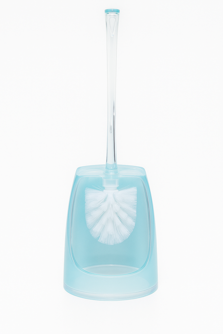 Oval Toilet Brush Holder Acrylic Lightweight Compact Bathroom Cleaning in Blue