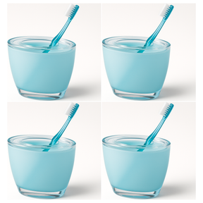 4x Creative Home Oval Toothbrush Holder Bulk Pack - Blue Acrylic (Compact Bathroom Organiser)