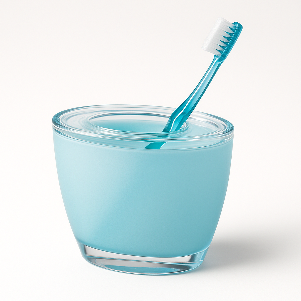 Creative Home Oval Toothbrush Holder - Blue Acrylic (Compact Bathroom Organiser)
