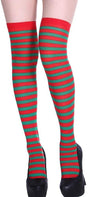 Christmas Over The Knee Socks Red Green Xmas Candy Cane Striped Socks Elf