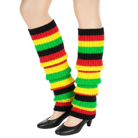 1 Pair Rainbow Indigenous Colours Leg Warmers - Womens Dance Costume/80s Party