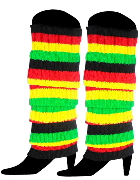 1 Pair Rainbow Indigenous Colours Leg Warmers - Womens Dance Costume/80s Party