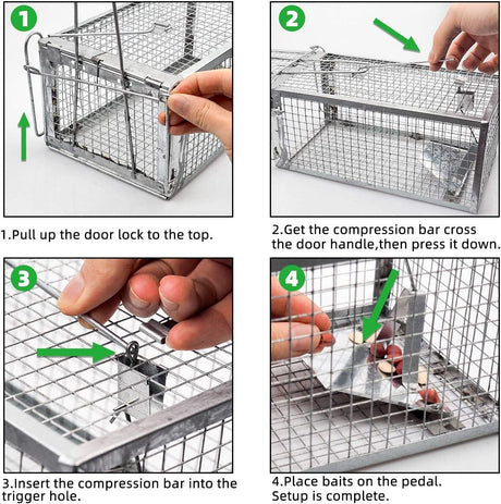 Metal Rat Trap Cage Animal Safe Catch Pest Rodent Mouse Bait Control Box