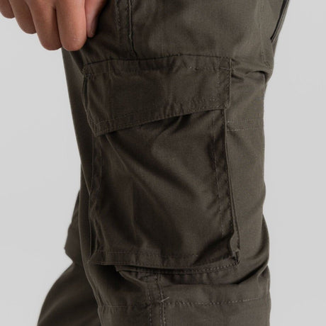 Craghoppers Kids Kiwi Cargo II Convertible Cargo Hiking Trousers Pants in Woodland Green