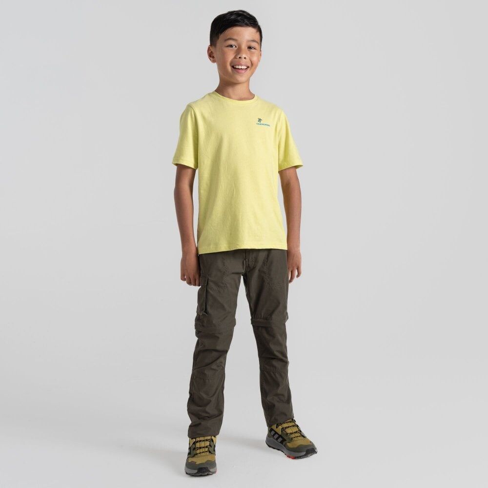 Craghoppers Kids Kiwi Cargo II Convertible Cargo Hiking Trousers Pants in Woodland Green