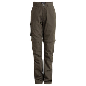Craghoppers Kids Kiwi Cargo II Convertible Cargo Hiking Trousers Pants in Woodland Green