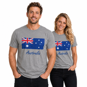 Adults 100% Cotton Australia Flag T-Shirt in Grey