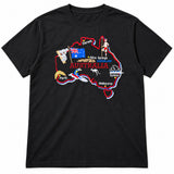 Adults Unisex Loose Fit 100% Cotton Australia Map T-Shirt in Black