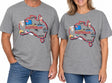 Adults Unisex Loose Fit 100% Cotton Australia Map T-Shirt in Grey - XXL