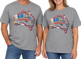 Adults Unisex Loose Fit 100% Cotton Australia Map T-Shirt in Grey - XXL