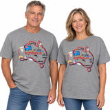 Adults Unisex Loose Fit 100% Cotton Australia Map T-Shirt in Grey