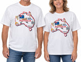 Adults Unisex Loose Fit Australia Map T-Shirt - White (100% Cotton Souvenir Gift)