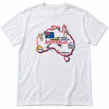 Adults Unisex Loose Fit Australia Map T-Shirt - White (100% Cotton Souvenir Gift)