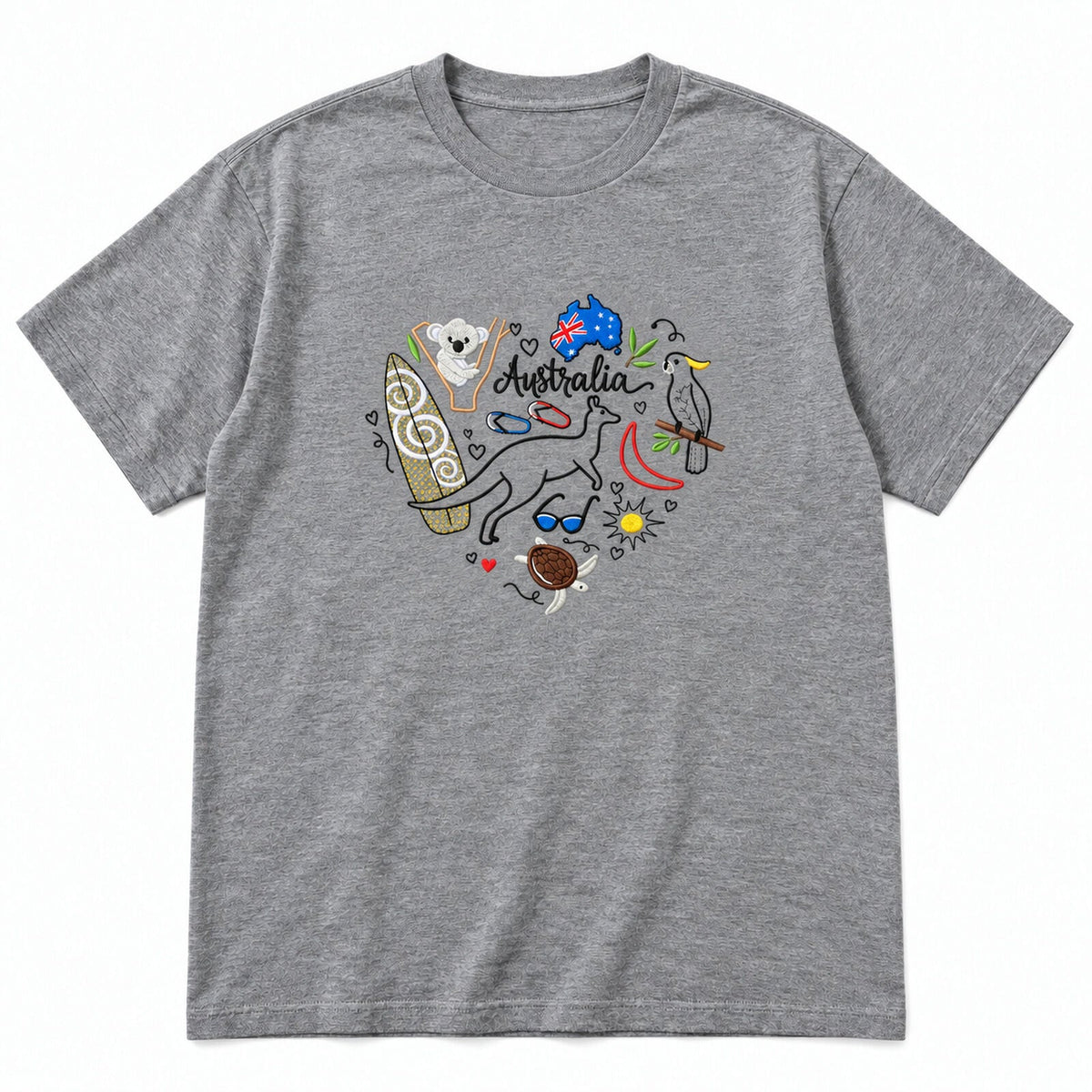 Adults Unisex Loose Fit Australia Outdoors T-Shirt - Grey (100% Cotton Souvenir Gift)