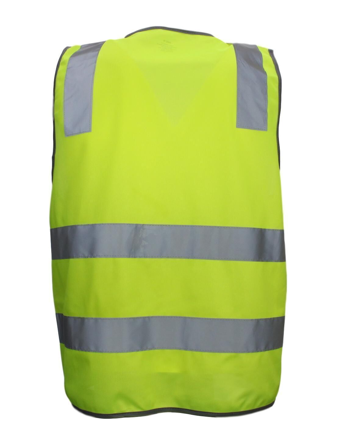 Yellow Hi Vis Zip Up Safety Vest - Reflective Tape Day/Night Workwear (One Size)