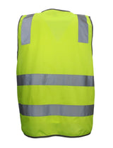 Yellow Hi Vis Zip Up Safety Vest - Reflective Tape Day/Night Workwear (One Size)