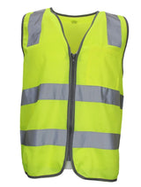 Yellow Hi Vis Zip Up Safety Vest - Reflective Tape Day/Night Workwear (One Size)