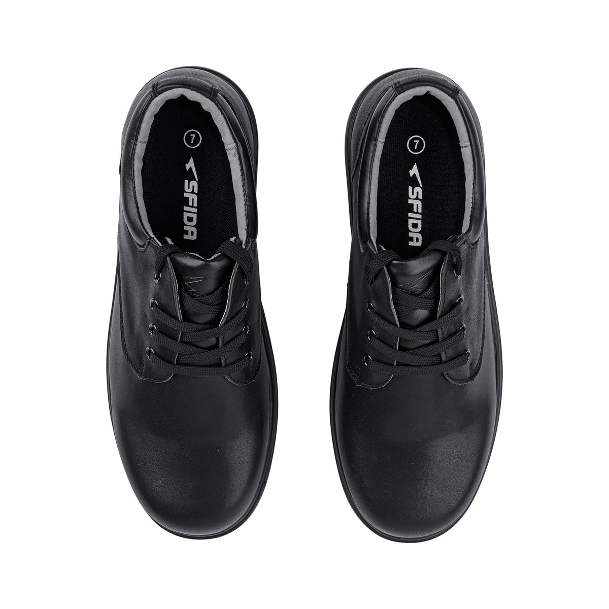 Sfida Class Junior Kids Leather Lace Up School Shoes - Black (Boys/Girls)
