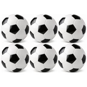 6x Classic Training Football/Soccer Ball Bulk Pack - Plain Black/White (Size 5)
