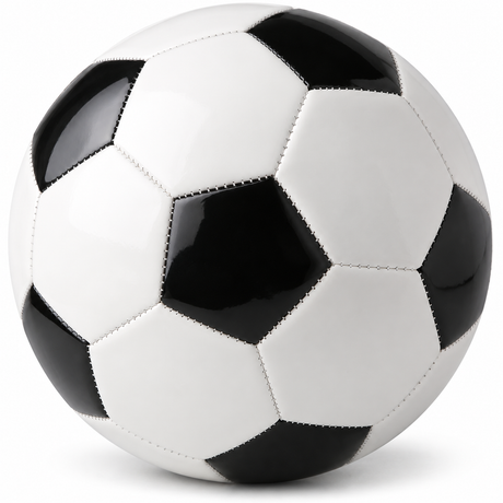 Classic Training Football/Soccer Ball - Plain Black/White (Size 5)