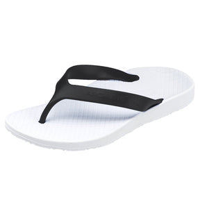 Archline Orthotic Flip Flops - Slip On Orthopedic Thongs w/ Arch Support - White/Black