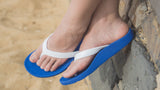 Archline Orthotic Flip Flops - Slip On Orthopedic Thongs w/ Arch Support - White/Red