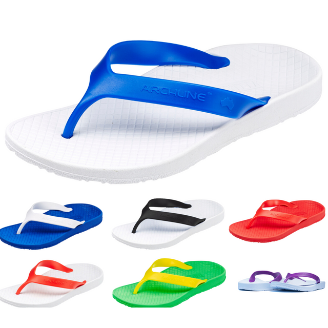 ARCHLINE Flip Flops Orthotic Thongs Arch Support Shoes Footwear - Green/Gold