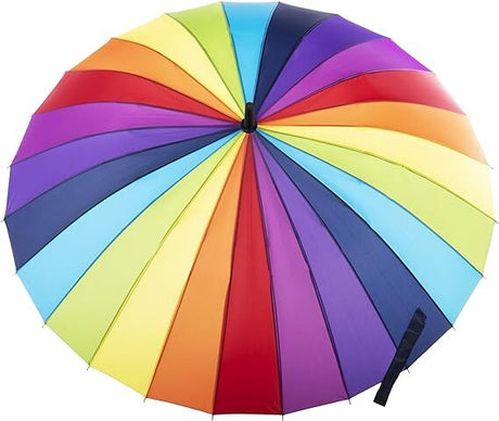6x 120cm Rainbow Umbrella Bulk Pack - Curved Parasol w/ Long Shaft