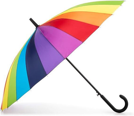 3x 120cm Rainbow Umbrella Pack - Curved Parasol w/ Long Shaft