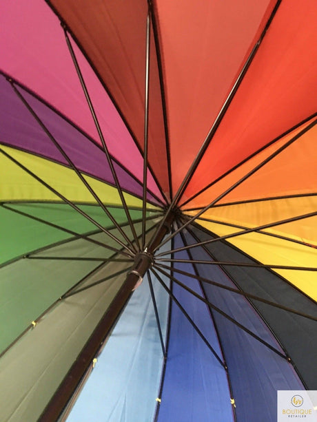 6x 120cm Rainbow Umbrella Bulk Pack - Colourful Parasol w/ Long Shaft