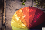 120cm Rainbow Umbrella - Colourful Parasol w/ Long Shaft