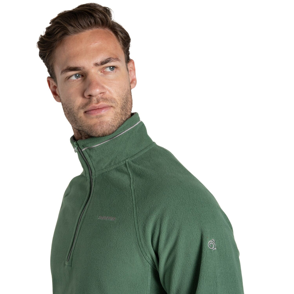 Craghoppers Mens Corey VI Lightweight Recycled Polyester Half Zip Fleece Pullover in Mangrove Green