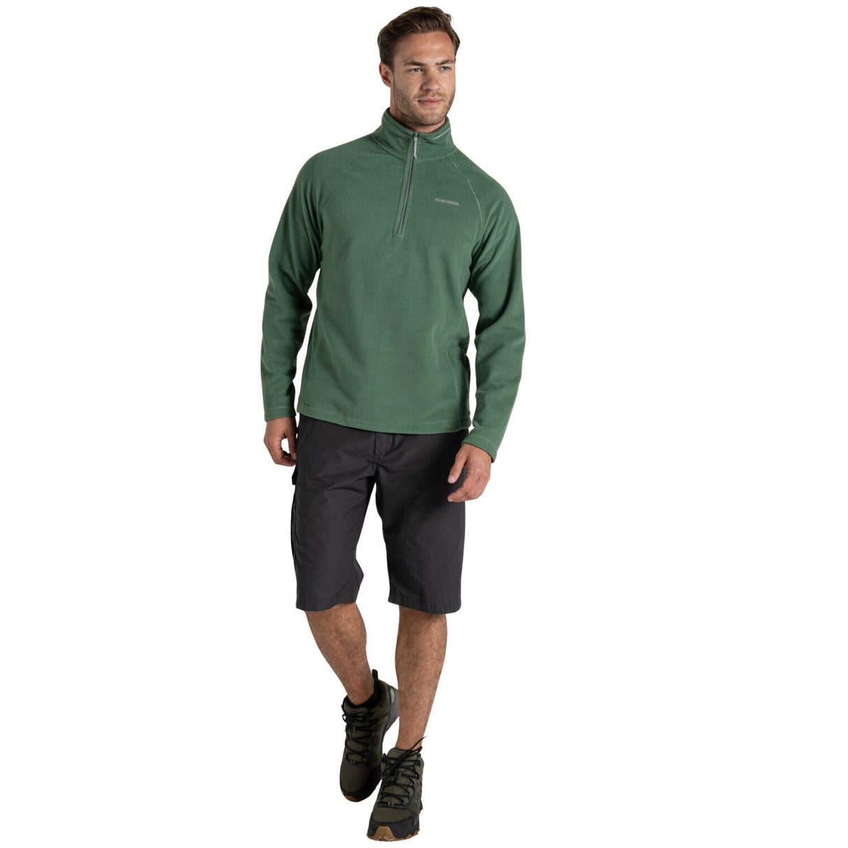 Craghoppers Mens Corey VI Lightweight Recycled Polyester Half Zip Fleece Pullover in Mangrove Green