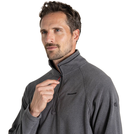 Craghoppers Corey VI Mens Half Zip Fleece Pullover Lightweight Recycled Polyester in Black Pepper Marl