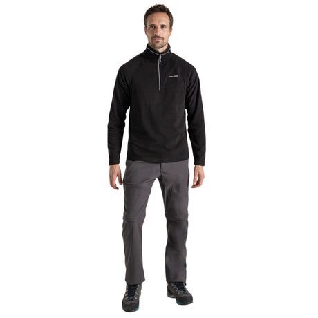 Craghoppers Mens Corey VI Lightweight Quick Dry Fleece Jumper Half Zip in Black