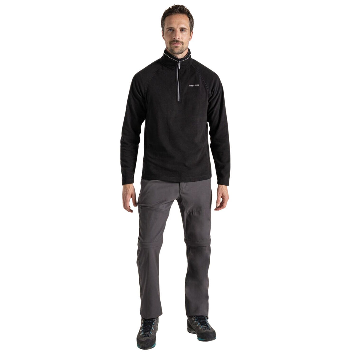 Craghoppers Mens Corey VI Lightweight Quick Dry Fleece Jumper Half Zip in Black