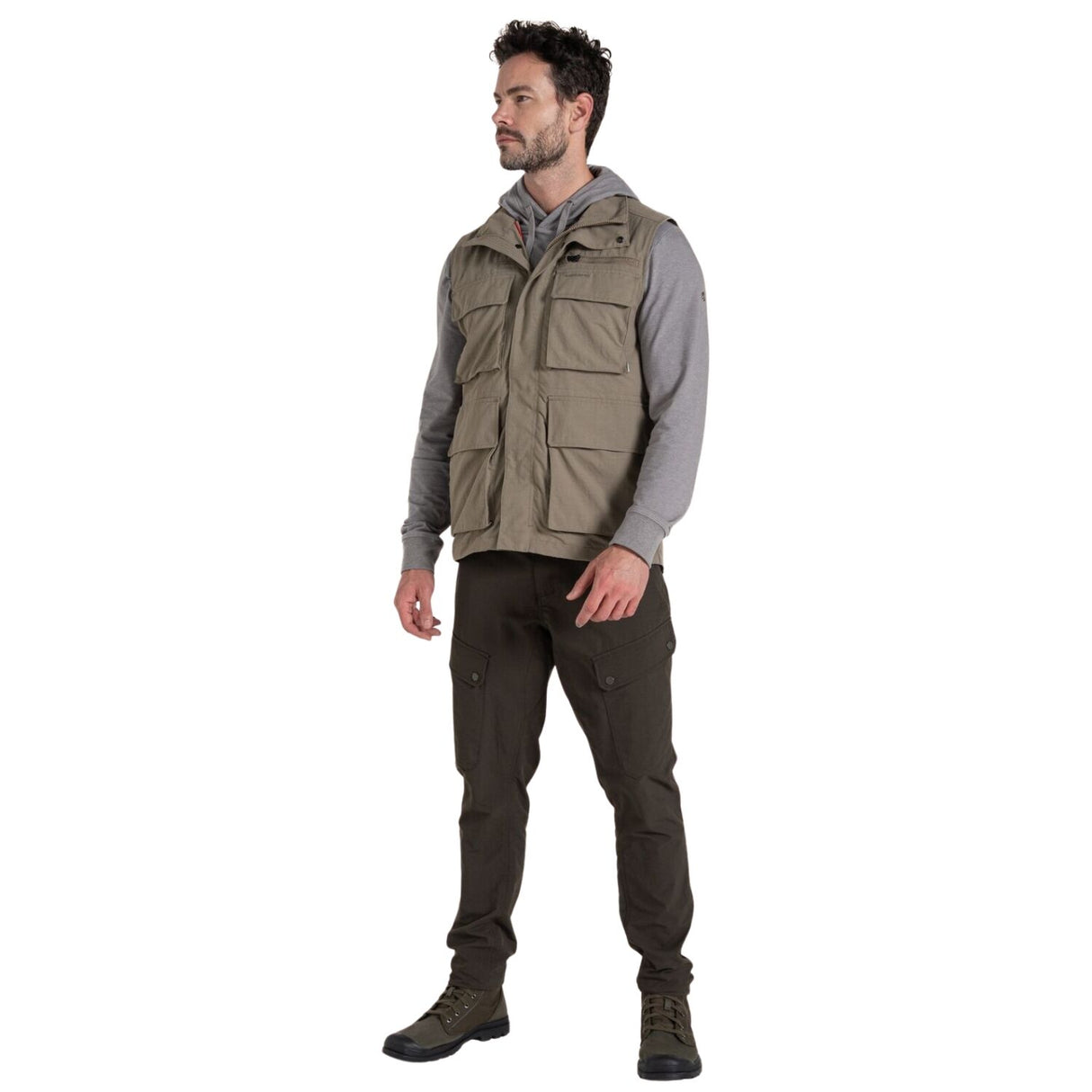 Craghoppers NosiLife Adventure Gilet IV Mens Travel Vest Insect Repellent UPF50+ 12 Pockets in Pebble