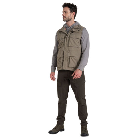Craghoppers NosiLife Adventure Gilet IV Mens Travel Vest Insect Repellent UPF50+ 12 Pockets in Pebble
