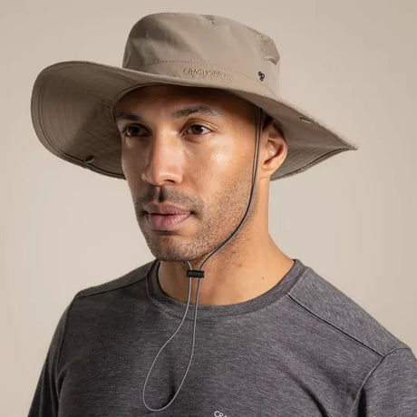 Craghoppers NosiLife Ranger Hat UPF 50+ Anti-Insect Lightweight Travel Safari Hat in Pebble - M/L